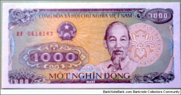 1000 Ðồng, Ngân Hàng Nhà Nu'ớc Việt Nam (State Bank of Vietnam); 
Ho Chi Minh / Elephant, logging Banknote