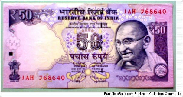 50 Rupees, Reserve Bank of India; Mohandas Karamchand 
