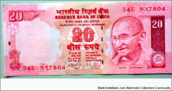 20 Rupess, Reserve Bank of India
Mohandas Karamchand 