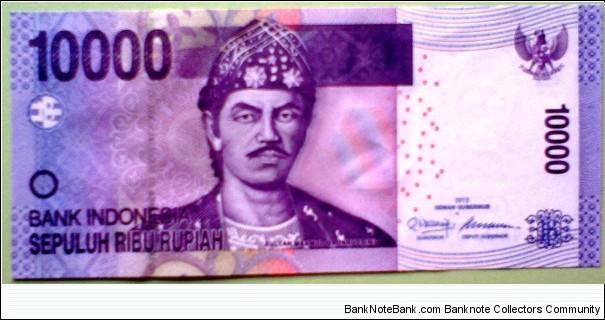 10000 Rupiah, Bank of Indonesia
Sultan Mahmud Badaruddun / Rumah houses, Palembang Banknote