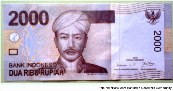 2000 Rupiah, Bank of Indonesia
Prince Antasari / Dayak dancers (Southern Borneo) Banknote