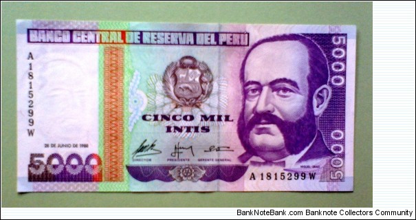 Banco Central de Reserva del Perú, 28.06.1988
Miguel Grau / Fishermen Banknote