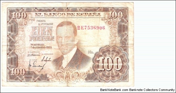 100 Pesetas(1953) Banknote
