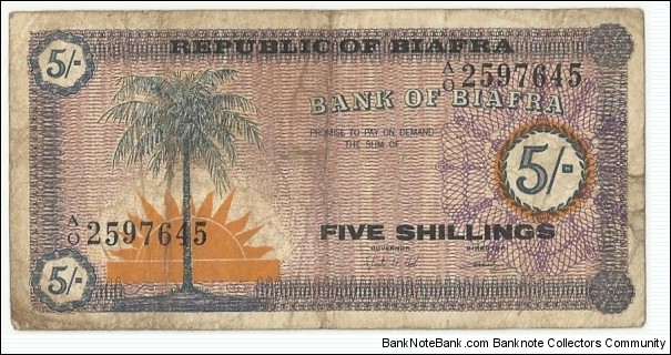 Biafra-Republic 5 Shillings 1967 Banknote