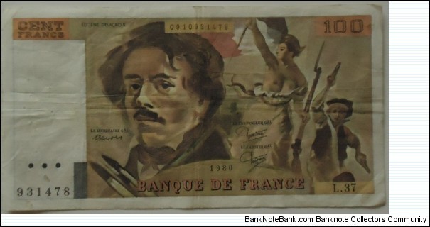 100 Francs Delacroix Banknote