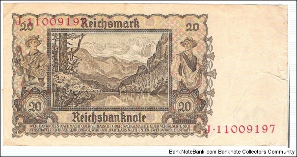 Banknote from Germany year 1939