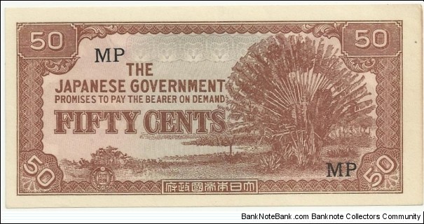 JapaneseOcpBN 50 Cents  1942-45 (Malaya) Banknote