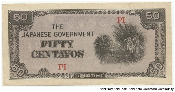 JapaneseOcpBN 50 Centavos 1942 (Philippines) Banknote