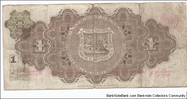 Banknote from Mexico year 1914