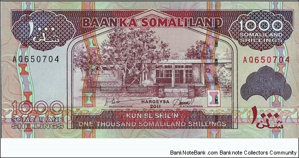 Somaliland 2011 1,000 Shillings. Banknote