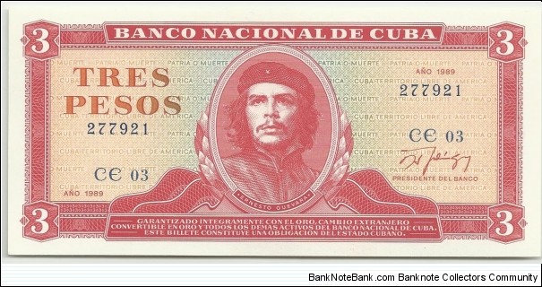 Cuba 3 Pesos 1989 - Ernesto Che Guevara Banknote