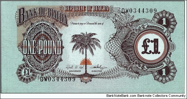 Biafra N.D. 1 Pound. Banknote