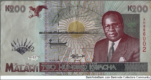 Malawi 1995 200 Kwacha. Banknote