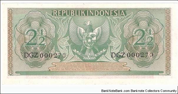 Banknote from Indonesia year 1956