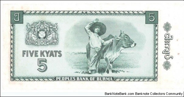 Banknote from Myanmar year 1965