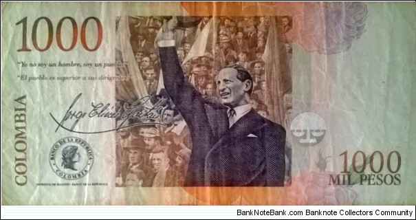 Banknote from Colombia year 2010