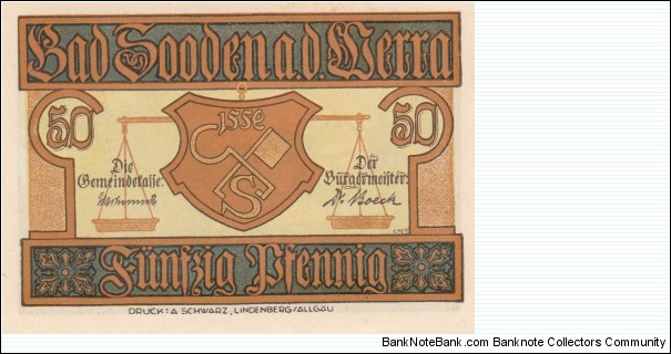 Notgeld 50 Pfennig Banknote