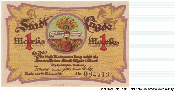 Notgeld 1 Mark Banknote