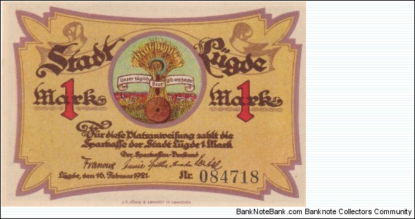 Notgeld 1 Mark Banknote