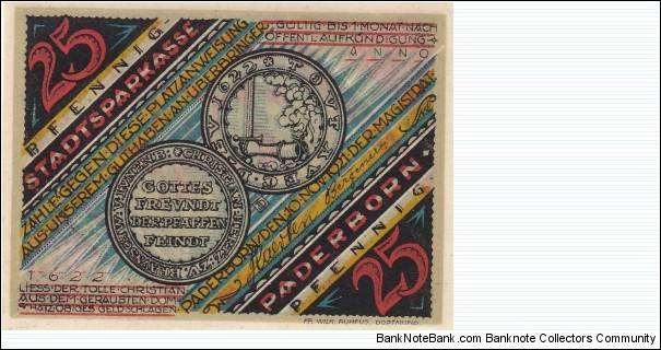 Notgeld 25 Pfennig Banknote