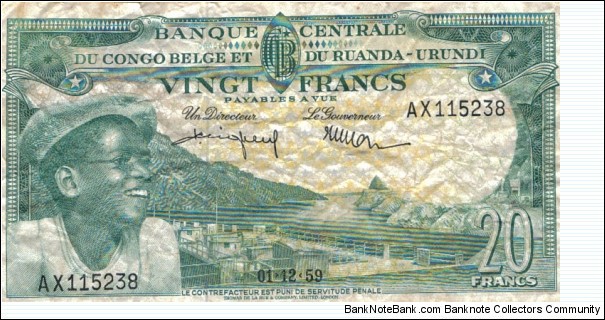 Banknote from Congo year 1959