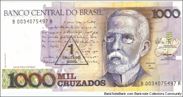 Banknote from Brazil year 1989