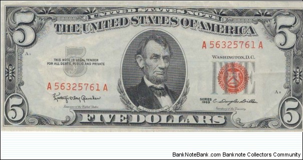 $5 Red Seal Banknote