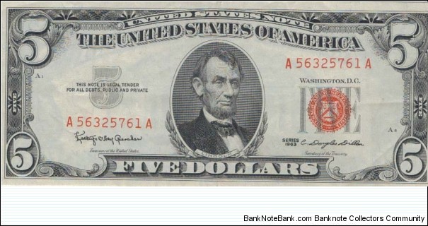$5 Red Seal Banknote