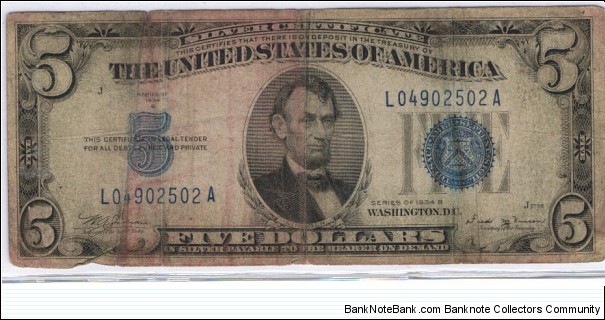 $5 Blue Seal - Series B Banknote