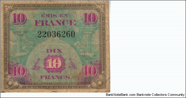 10 Francs - 1944 Series DE Banknote