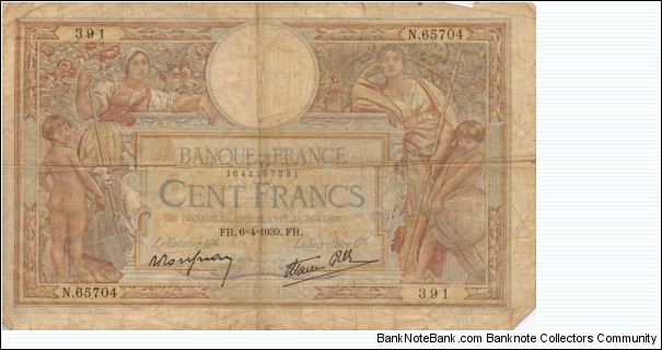 100 Francs 06Apr1939 Banknote