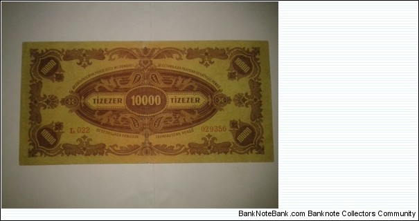 Hungary 10000 Pengo - Old Large Sized Note with Stamp - Extremely RARE CURRENCY
 Banknote