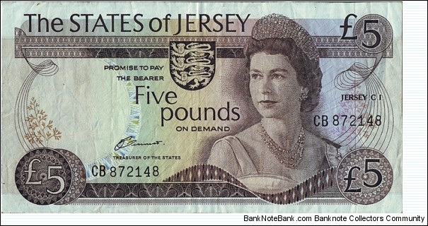 Jersey N.D. 5 Pounds. Banknote