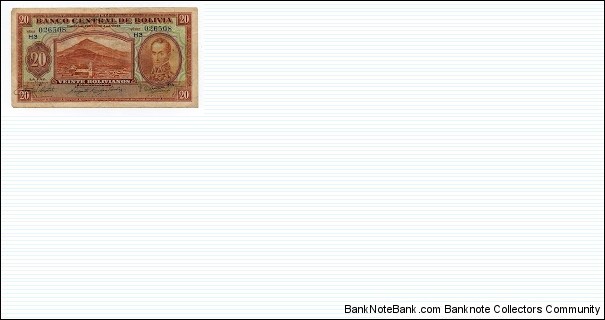 20 Bolivianos Banco Central de Bolivia Banknote