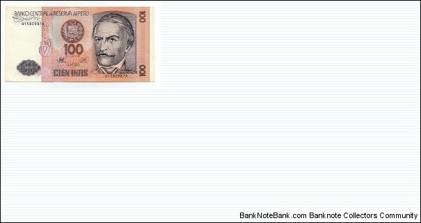 100 Intis Banco de Central Reserva del Peru Banknote