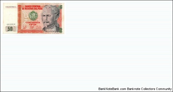 50 Intis Banco de Central Reserva del Peru Banknote