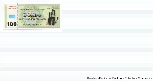 100 Dollars Specimen Dokdo Islands Banknote