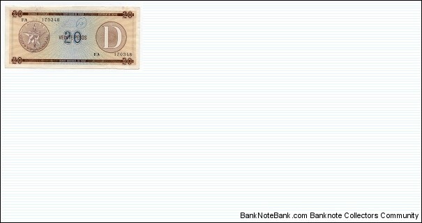 20 Pesos National Bank of Cuba Foreign Exchange Certificate Banknote