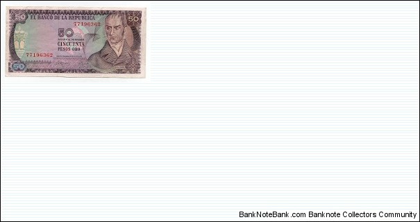 50 Cincuenta El Banco de la Republica Colombia Banknote