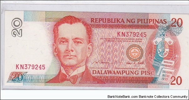 Philippines 20 Pesos NDS
Red Serial, KN prefix, Ramos - Singson signatures Banknote