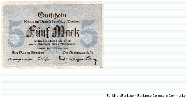 5 Mark - Dresden Banknote