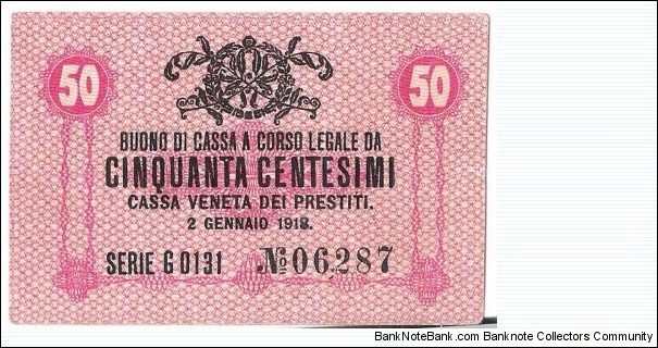 50 Centesimi(Austrian occupation of Venice 1918)  Banknote