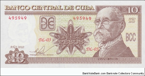 Cuba P117 (10 pesos 2010) Banknote