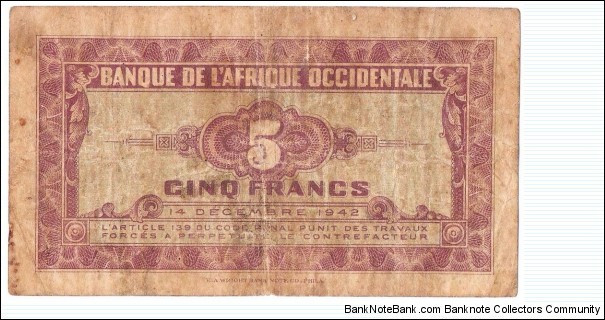 Banknote from West African States year 1942