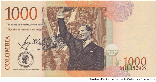 Banknote from Colombia year 2011