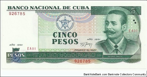 Cuba-BN 5 Pesos 1991 Banknote
