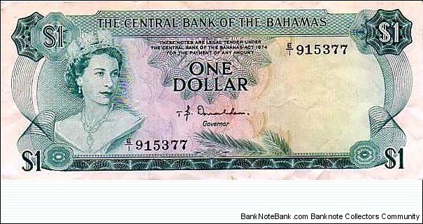 The Central Bank of the Bahamas.
1 DOLLAR Banknote