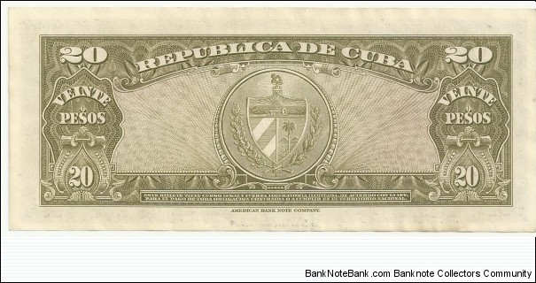 Banknote from Cuba year 1958