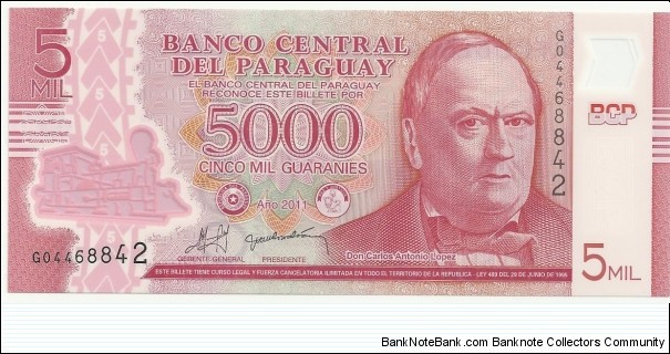 Paraguay 5000 Guaranies 2011 - plastic Banknote