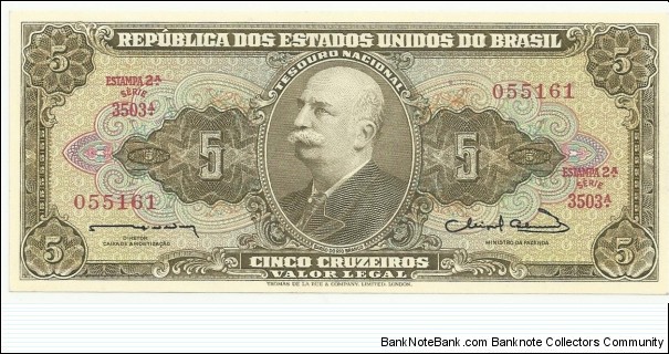 Brasil 5 Cruzeiro Serie A Estampa2 Banknote